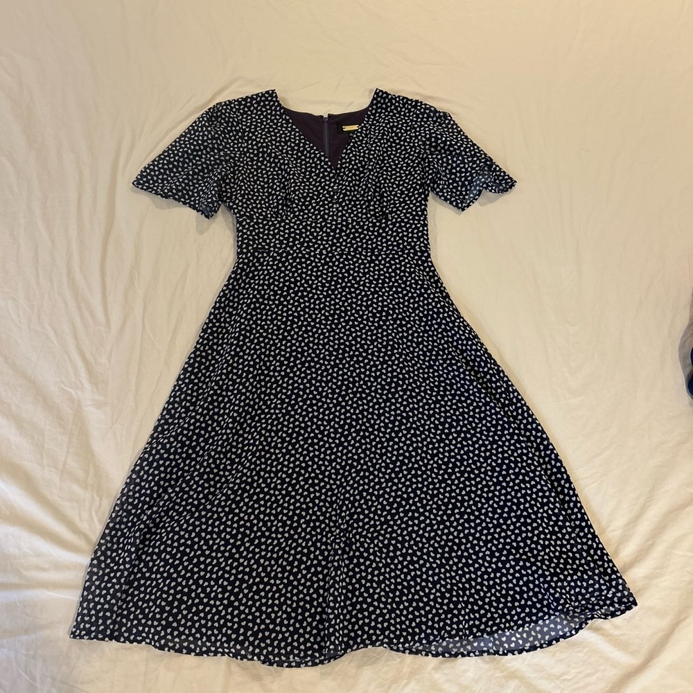 Alexia Admor navy blue and White heart Dot Midi Dress